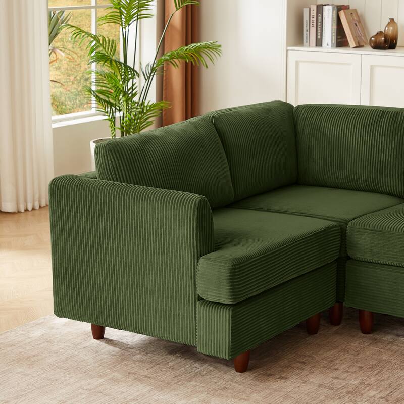 95.6" Corduroy Modular Sectional Sofa (6-Seater) with Sleeper Function