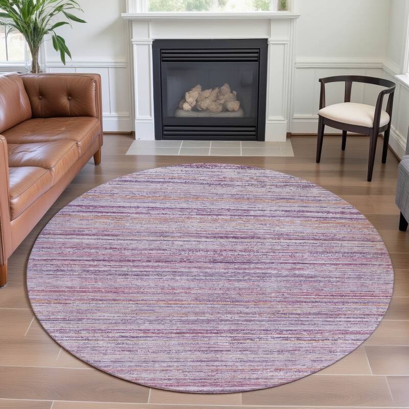 Premium Washable Super Soft Ombre Stripes Mayfield Rug - Mauve - 8' x 8'