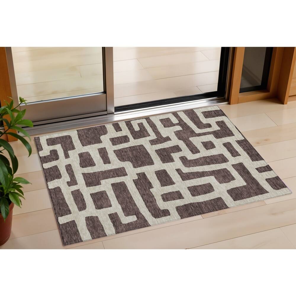 HomeRoots Abstract Transitional Rectangle Outdoor Rug