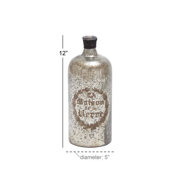 Glass and Metal 5-inch x 12-inch Bottle - 5 x 5 x 12