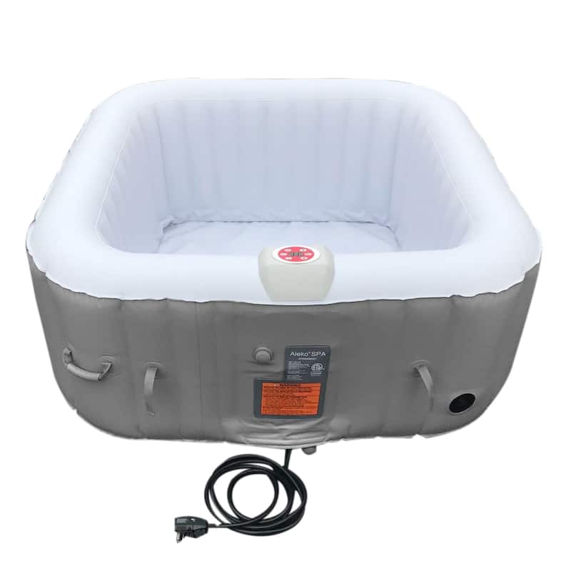 ALEKO Square Inflatable Jetted 4 Person Hot Tub Spa With Cover - Gray