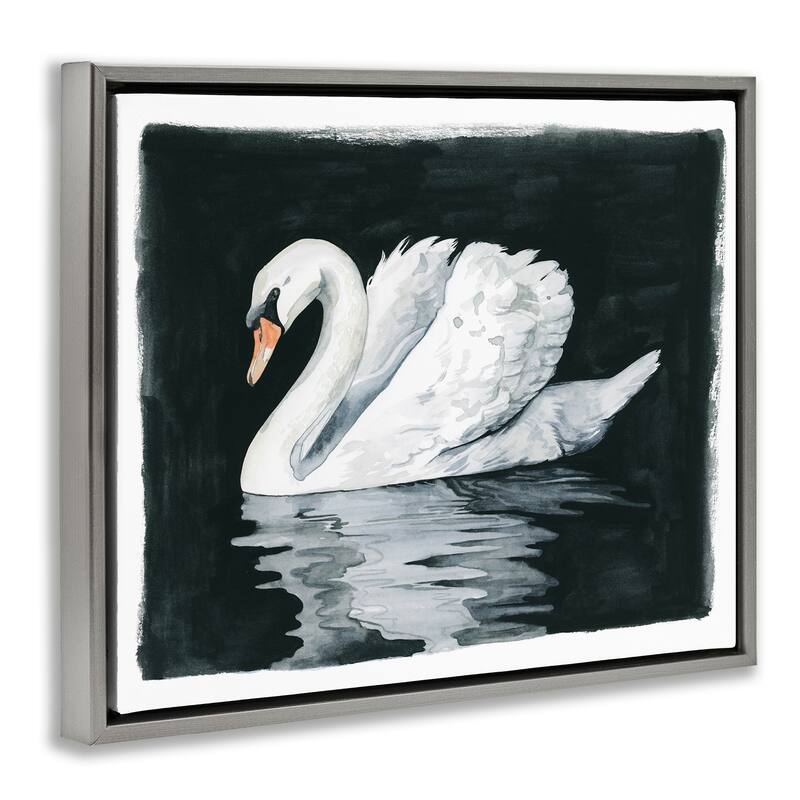 Stupell Beautiful Swan Black Reflection Floater Canvas Wall Art by Grace Popp