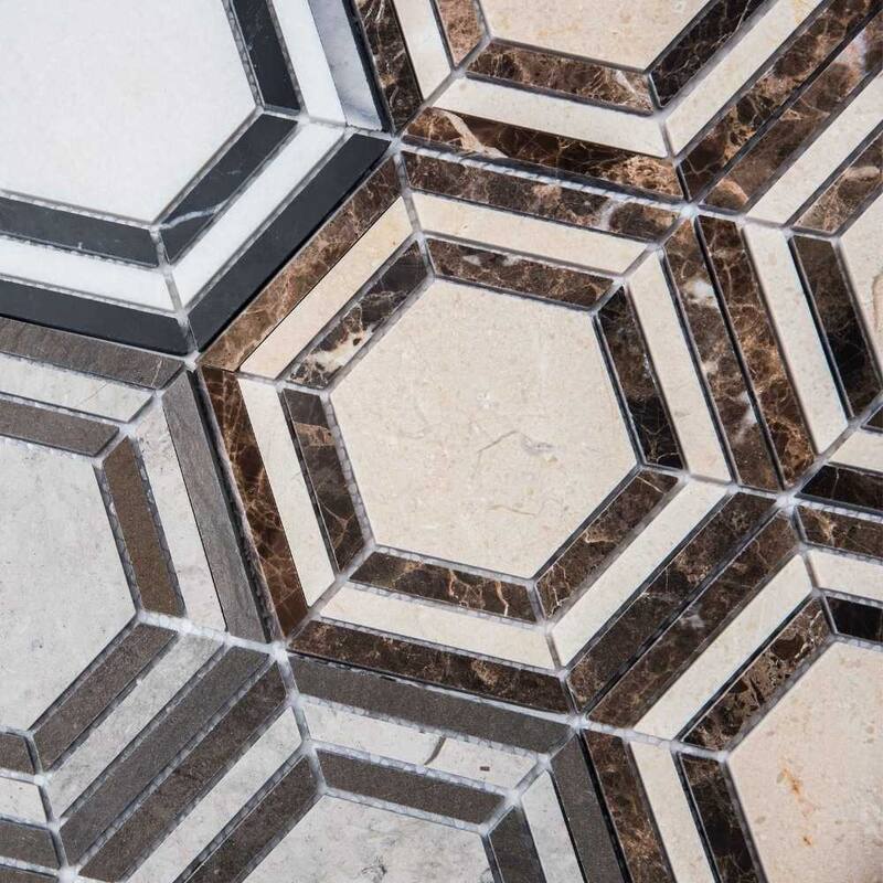 Santorini 4x4 Marble Hexagon Mosaic Tile - Floor, Wall & Backsplash