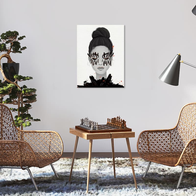 Wynwood Studio Fashion and Glam Eyelash Petals Girl II Black and Glam Wall Art Canvas Print - 20 x 16