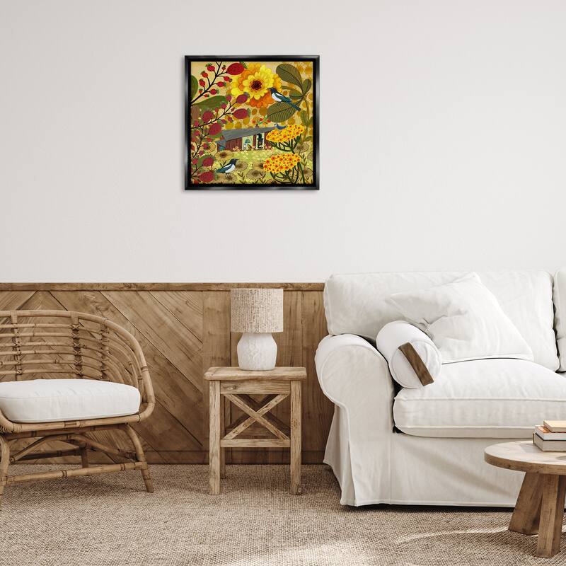 Stupell Warm Autumnal Cottage Framed Floater Canvas Wall Art Design By Kay Widdowson