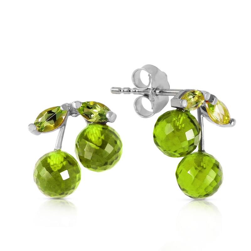 14K Solid Gold Natural Peridot Elegant Gemstone Stud Earrings