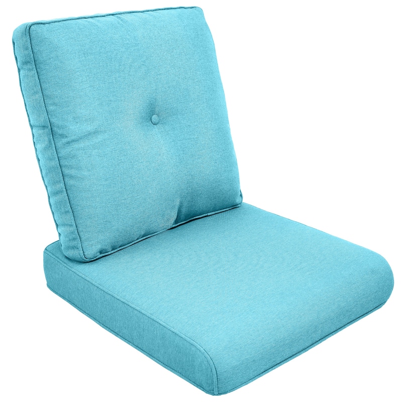 All-Weather Deep Seating Chair Cushions for Patio Chairs - Turquoise - with buckle style