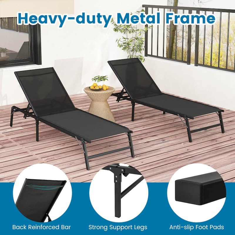Costway 1/2 PCS Reclining Lounge Chairs Folding Patio Recliner Chair - See Details