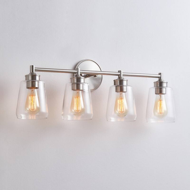 KAWOTI 4-Light Dimmable Bathroom Vanity Light with Glass Shade