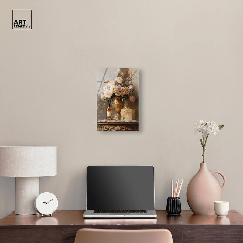 Classical Vase Tans and Floral Acrylic by Art Remedy, Ready to Hang