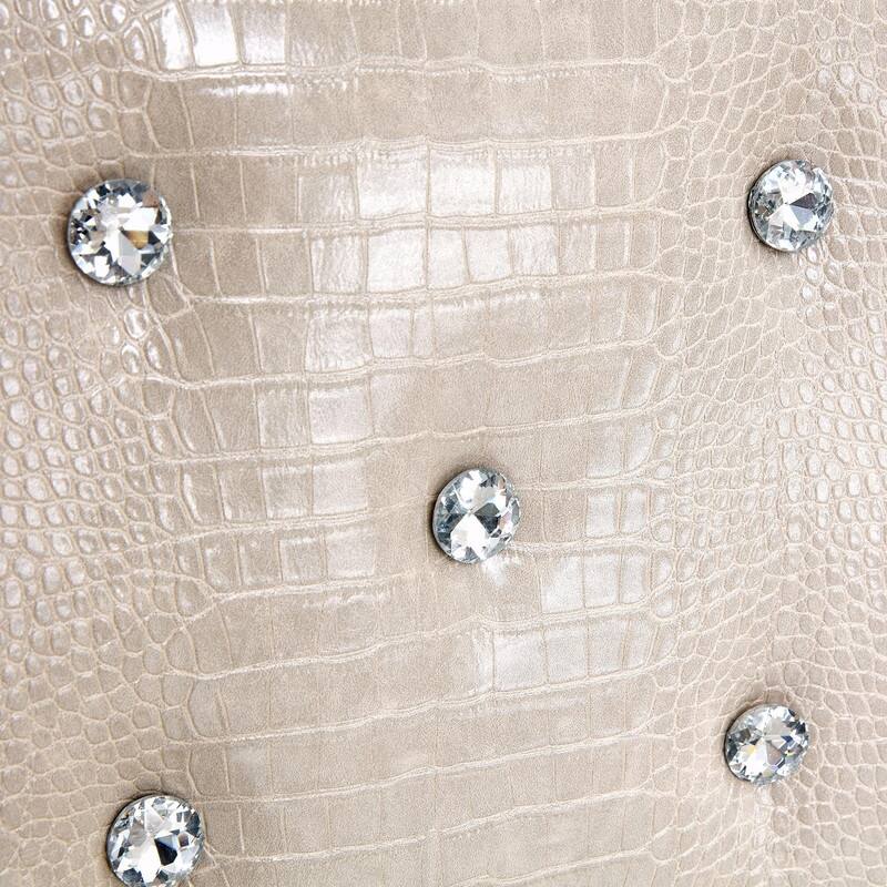 Set of 2 Retro Alligator Skin Upholstered Dining Chairs with Crystal Buckle Design & Faux Leather