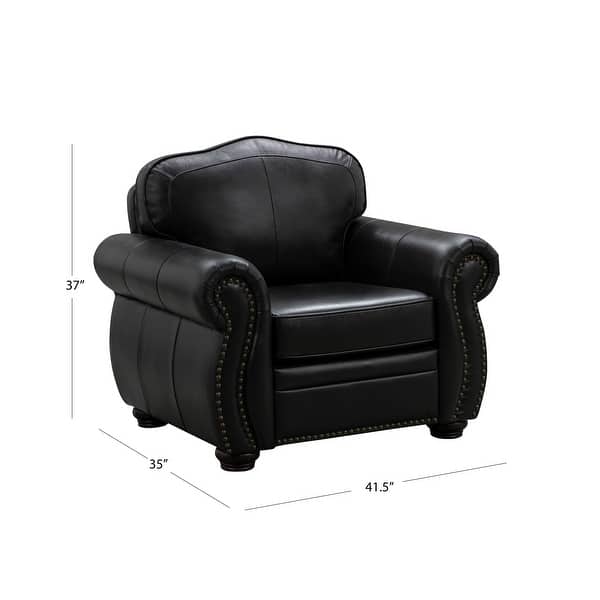 Abbyson Richfield Brown Top Grain Leather 3 Piece Living Room Sofa Set