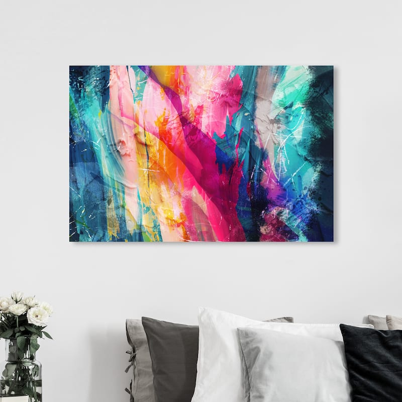 Wynwood Studio Canvas Abstract Brillante Pink and Teal Modern & Contemporary Wall Art Canvas Print - 36 x 54