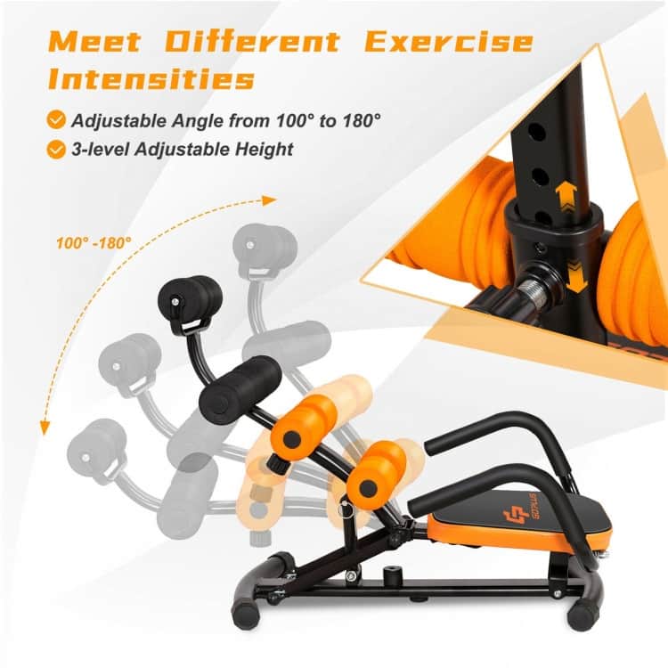 Core Fitness Abdominal Trainer Crunch Exercise Bench Machine - 23.6" x 21.5" x 25.5"-27.5" (L x W x H)