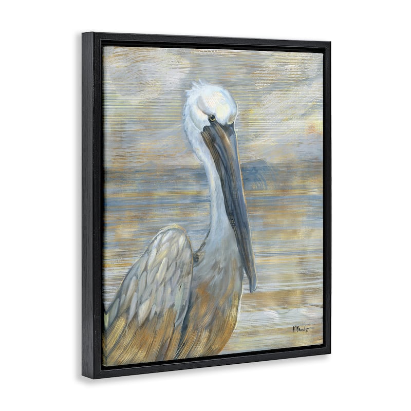 Stupell Coastal Pelican Bird Abstract Portrait Floating Framed Canvas Wall Art, Design by Paul Brent