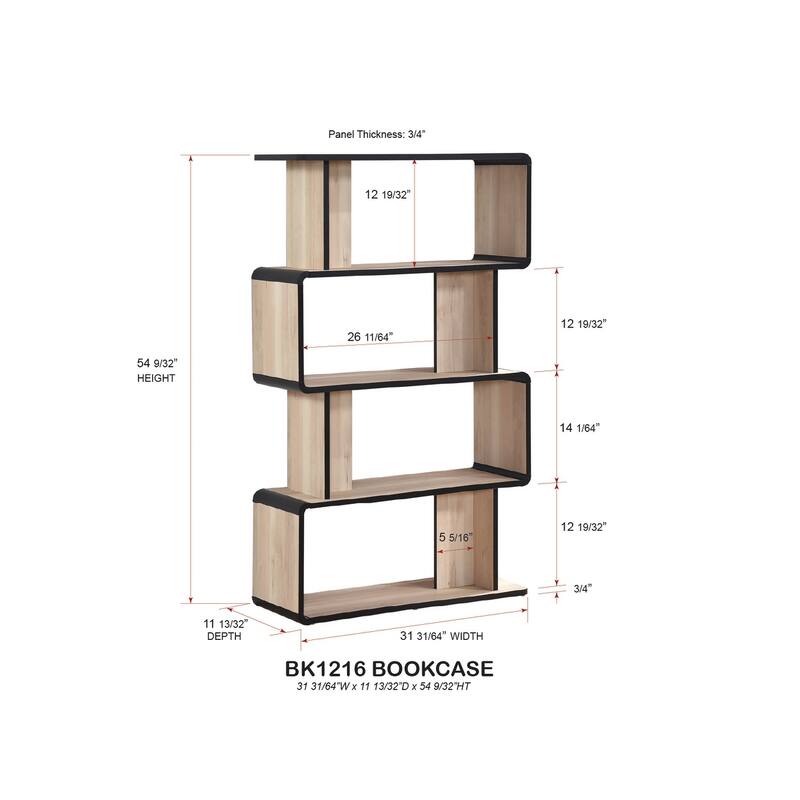 Nathan Collection Oak Black Laminated Wood 3, 4, or 5-Shelf Bookcase