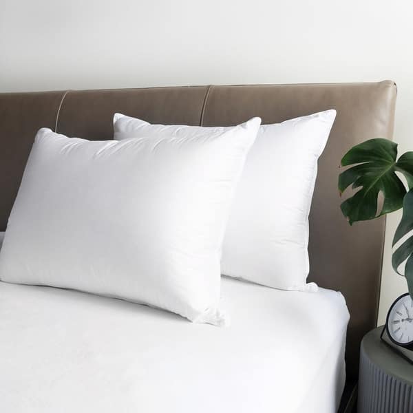 700 Fill Power Luxury White Duck Down Bed Pillow by BOKSER HOME - Firm - King