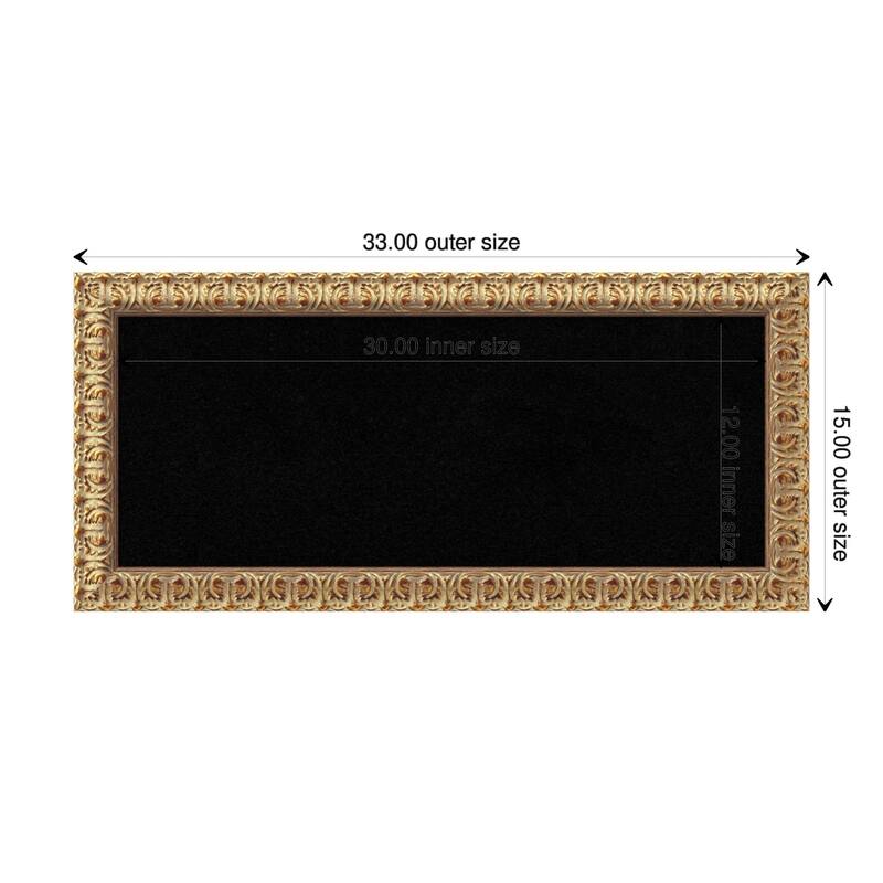 Florentine Gold Wood Framed Black Corkboard Bulletin Board - Board Size 30x12