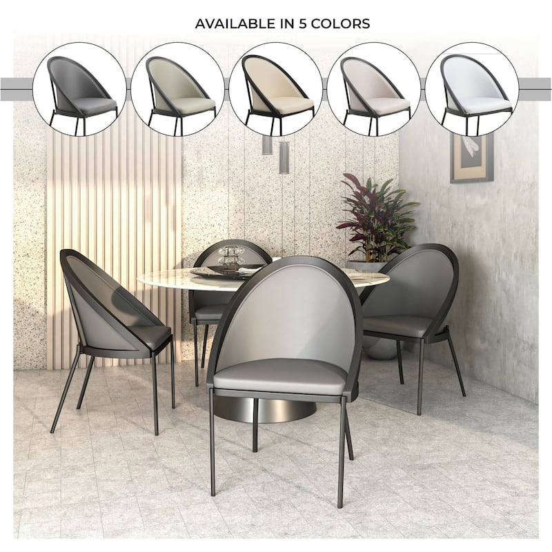 Urbane Dining Chair in Vinyl Fabric with Curved Back and Stainless Steel Legs Set of 2