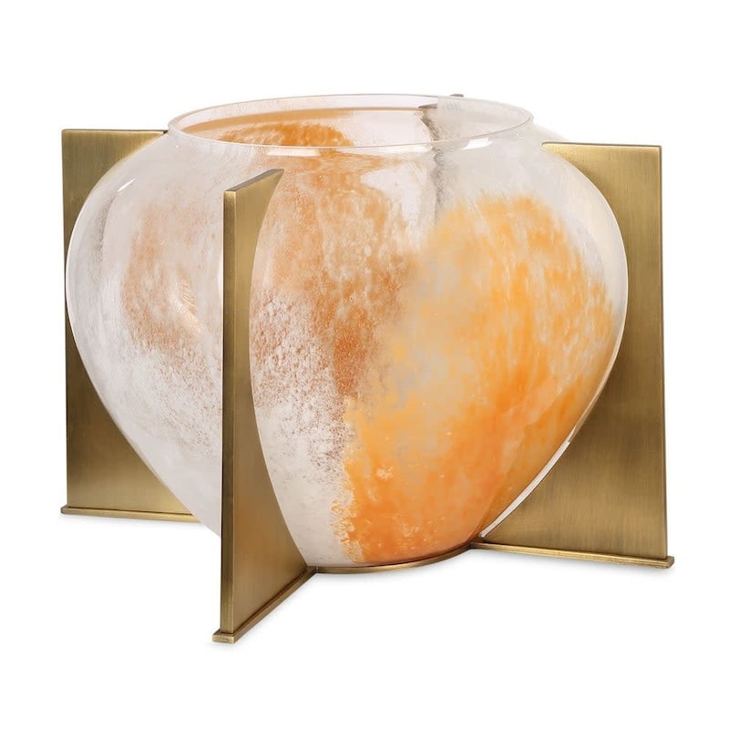 Uttermost 18183 Amber Swirl 7-3/4" Tall Glass and Iron Vase - Amber / White