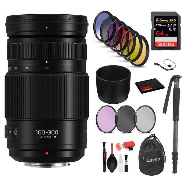 Panasonic Lumix G Vario 100 300mm F 4 5 6 Ii Power O I S Lens H Hsa With Bundle Package Deal Kit Includes Sandisk Overstock