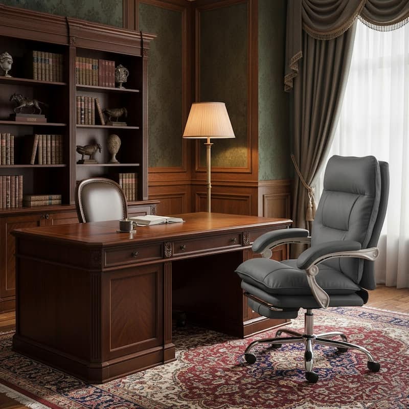 Reclining Executive Office Chair with Footrest