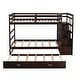 preview thumbnail 19 of 71, Space-Saving Bunk Bed with Twin Trundle and Stairs, Wood Bunk Beds with Storage Drawers and Guardrail for Kids Teens Adults