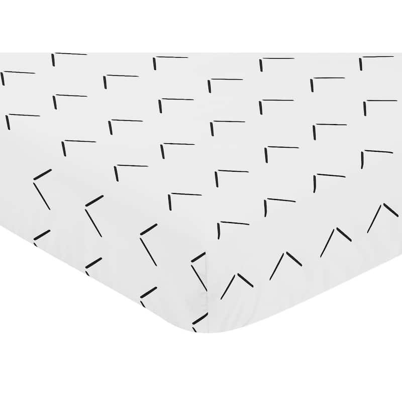 White Black Boho Arrow Boy Girl Fitted Crib Sheet - Black White Bohemian Tribal Southwest Chevron Geometric Herringbone Woodland