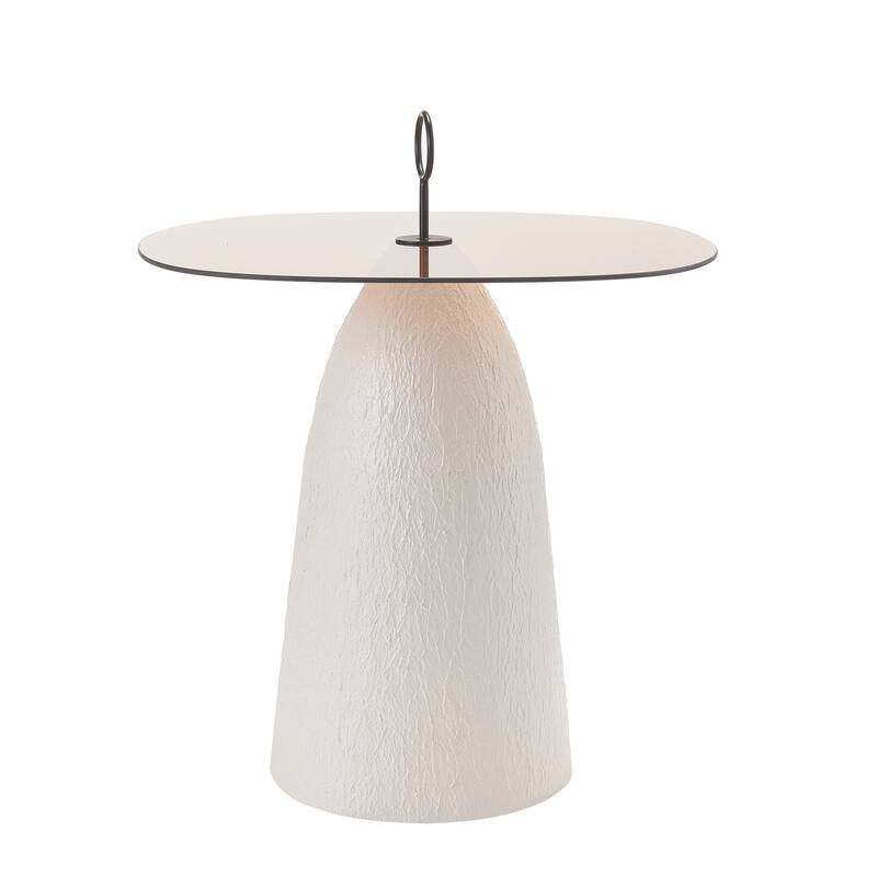 Christopher Knight Home - Lunaro Modern Glass Top Metal Base Accent Side Table with Sculptural Conical Design