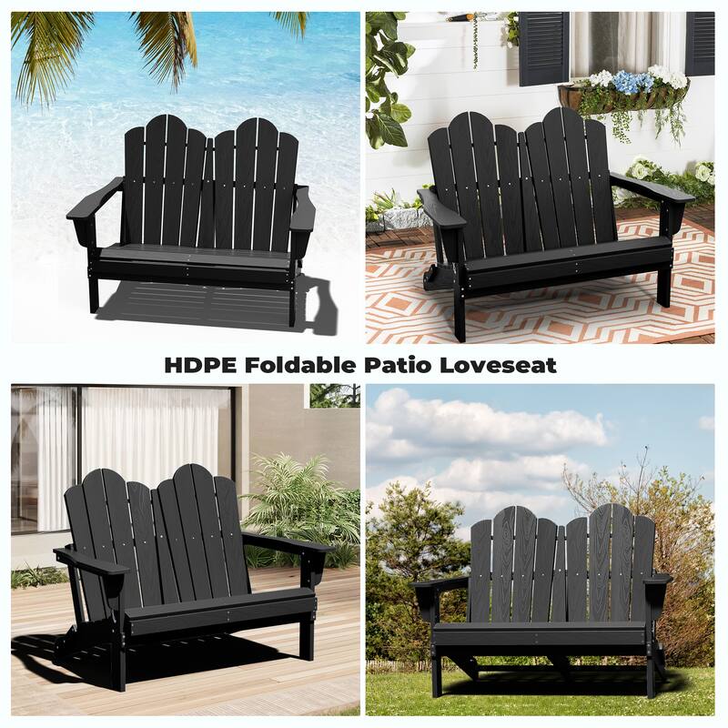 Outdoor HDPE Foldable Patio Loveseat