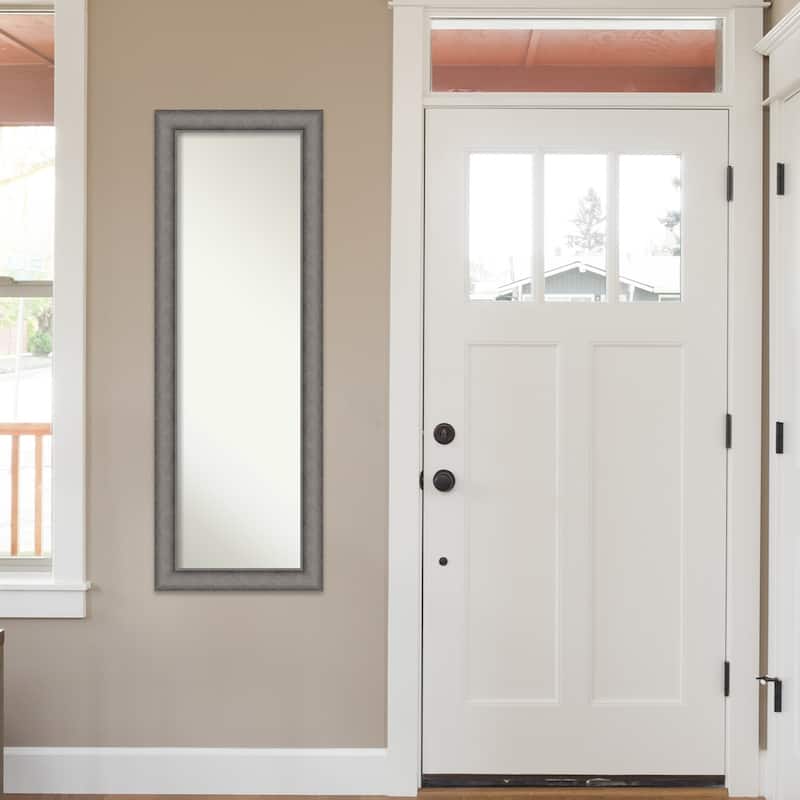 Burnished Concrete Non-Beveled Wood Framed Full-Length On the Door Mirror - Burnished Concrete - Glass Size 14x48