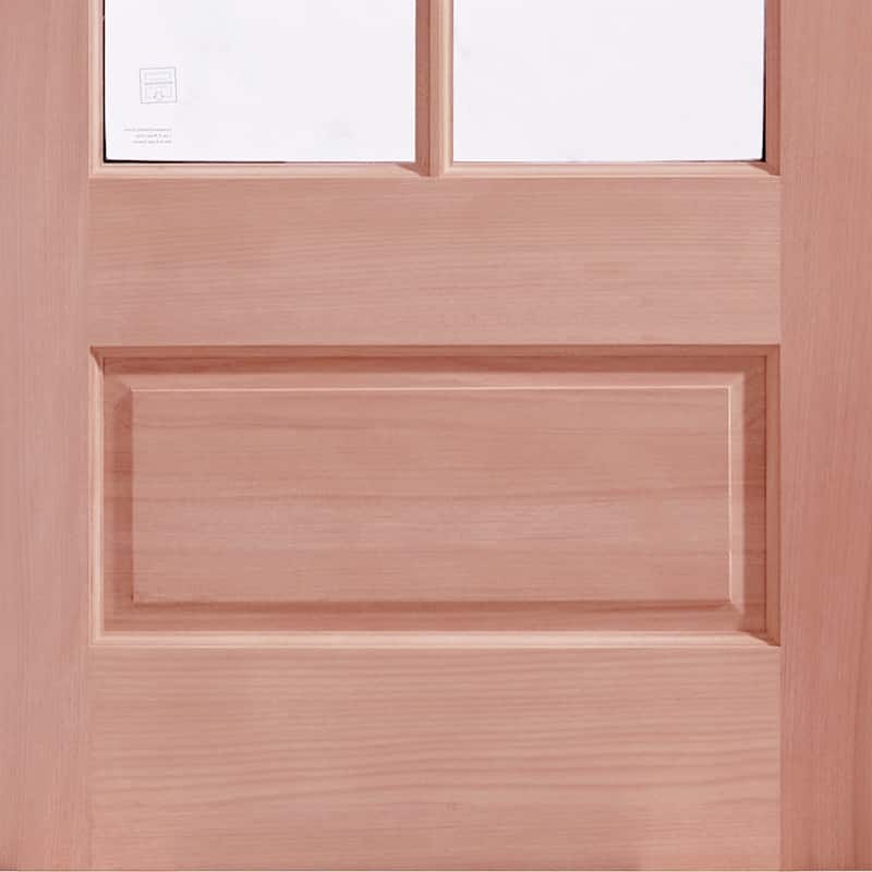 6-Lite African Mahogany Wood Unfinished Exterior Front Door with Glass Panels