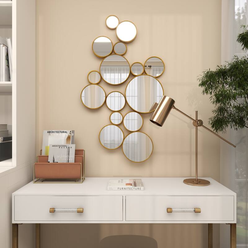 CosmoLiving by Cosmopolitan Gold Metal Bubble Cluster Room Wall Mirror