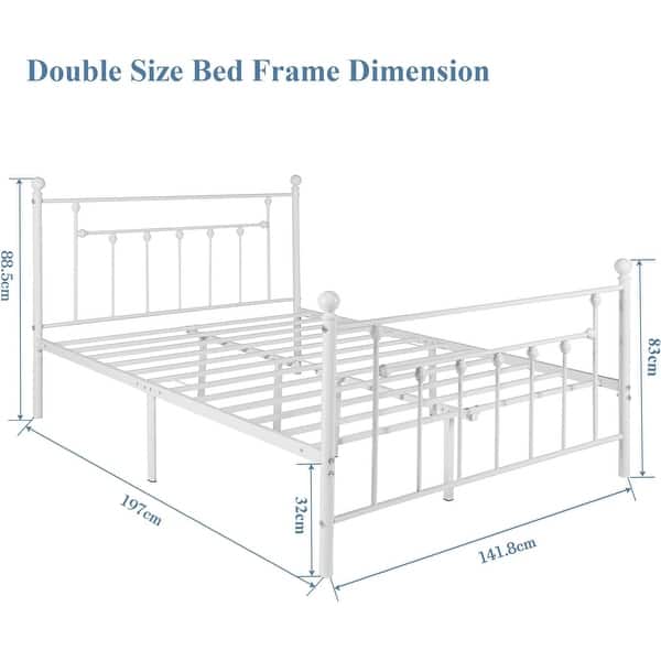 dimension image slide 3 of 6, VECELO Metal Platform Bed Frame with Headboard and Footboard, Heavy Duty Slat Support/Underbed Storage Space, Victorian Style