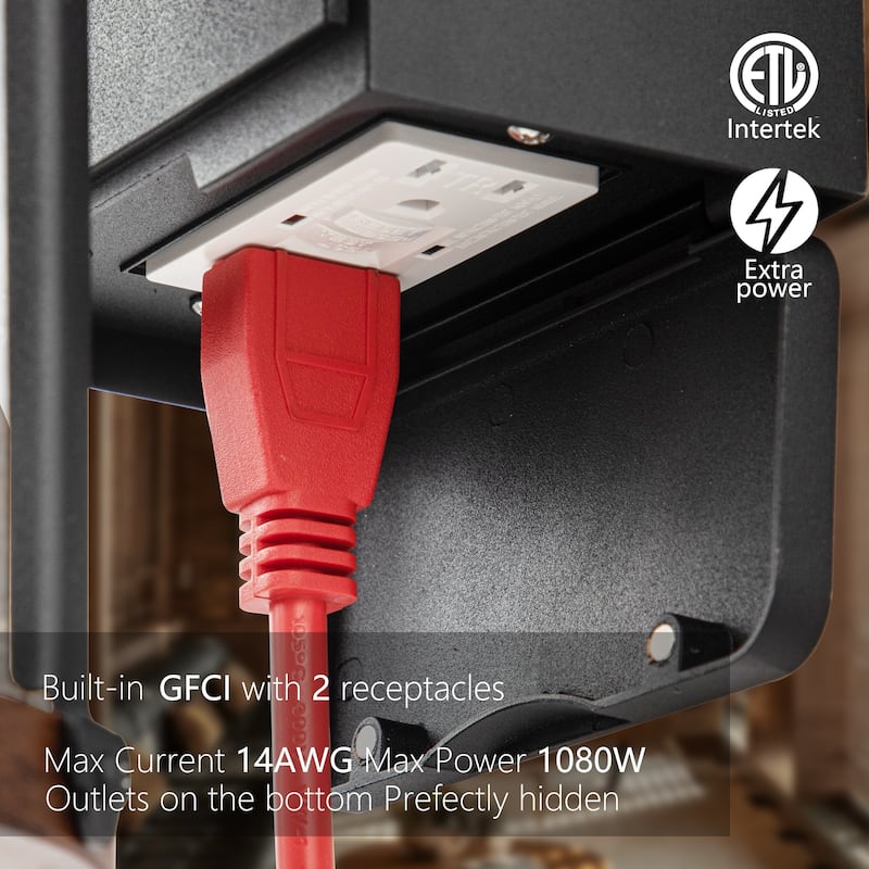 14" Outdoor Barn Wall Light with GFCI outlet