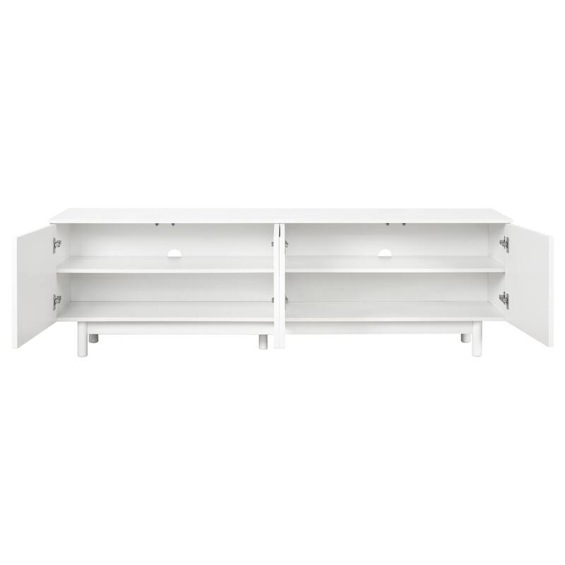 Graceful TV Stand with Arch Cabinets, Minimalist Entertainment Center w/Wood Legs, Practical Media Console w/ Adjustable Shelves