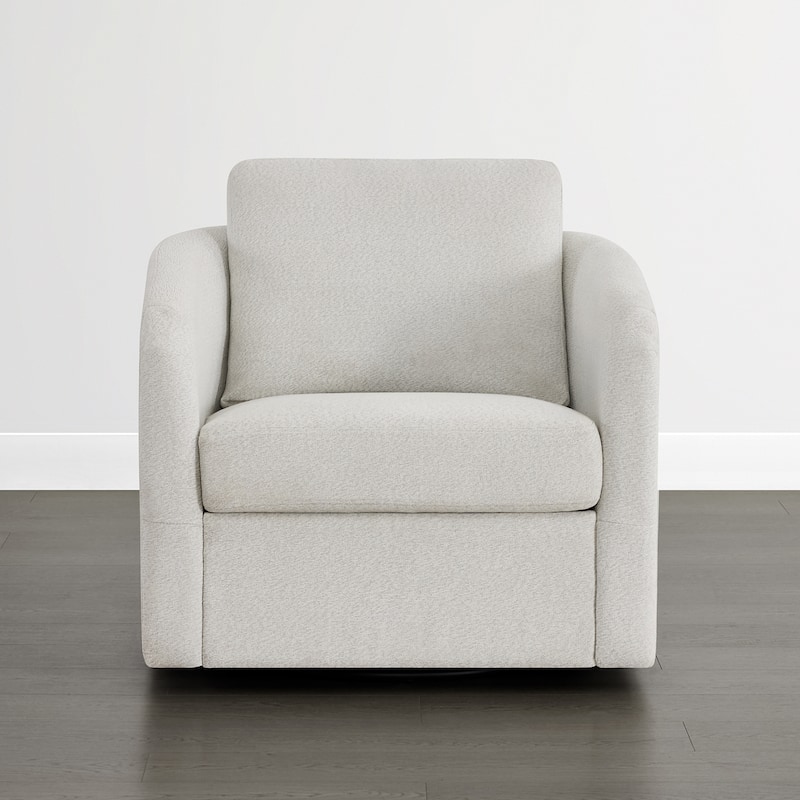 Spruce & Spring Modern Upholstered Swivel Barrel Accent Chair with Ottoman & Removable Slipcover
