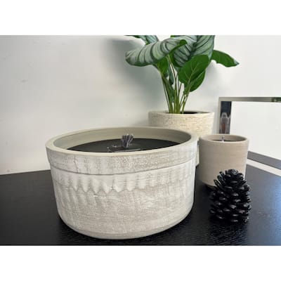 Terracotta Outdoor Bowl Grey Aged Candle Dia 11" - GREY