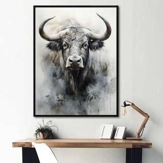 Designart quot Asian Art Yaks Sumi I quot Asian Art Framed Canvas Print Bed