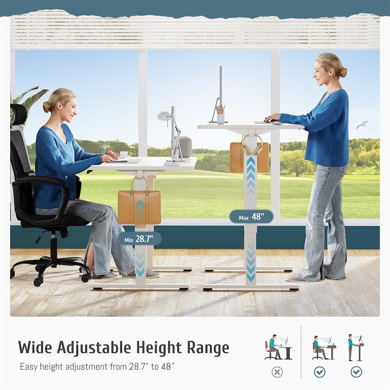 Standing Desk Adjustable Height, Electric Sit Stand up Desk for Home Office, Modern Rising Work Table for Computer,Workstation