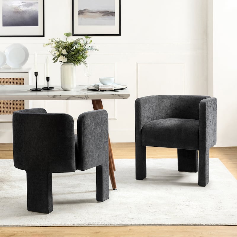 Eugen Modern Dining Chair With Three-legged Design Set Of 2 By HULALA HOME - Charcoal