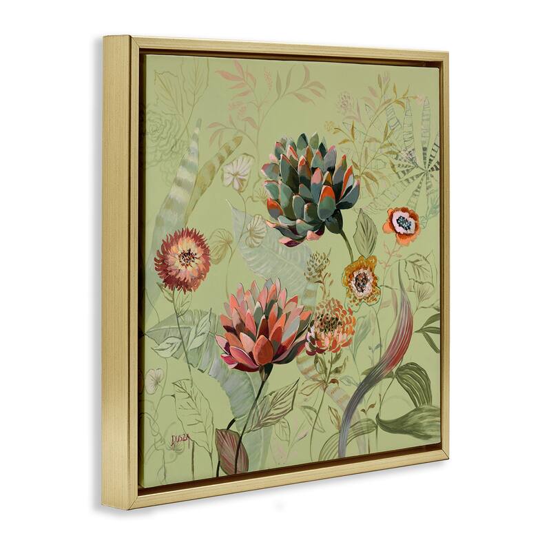Stupell Traditional Vintage Foliage Framed Floater Canvas Wall Art Design By Dusza