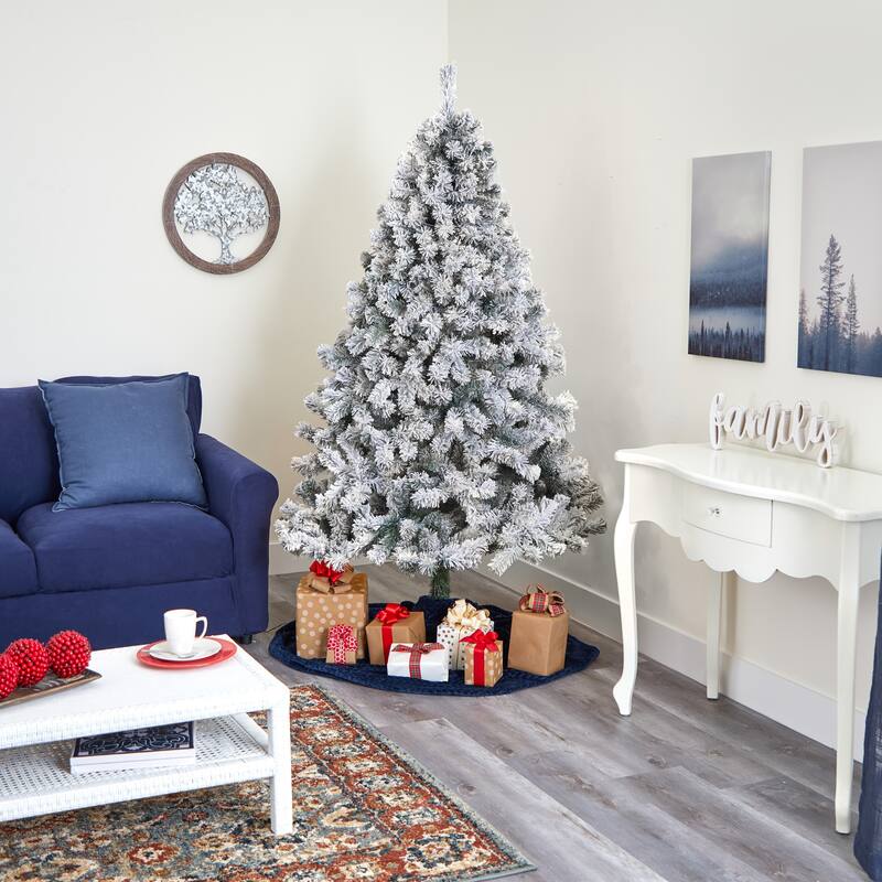 6' Flocked with White Pinecones Artificial Christmas Tree, Unlit - 6 Foot