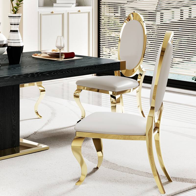 MDF Top Dining Table with Gold Finish Corner, MDF Pillar and Gold Finish Stainless Steel Base