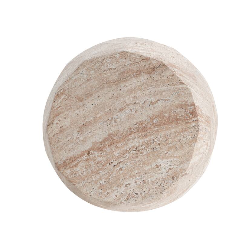 Outdoor Indoor Lightweight Concrete Side Table, Travertine Finish - 17.77