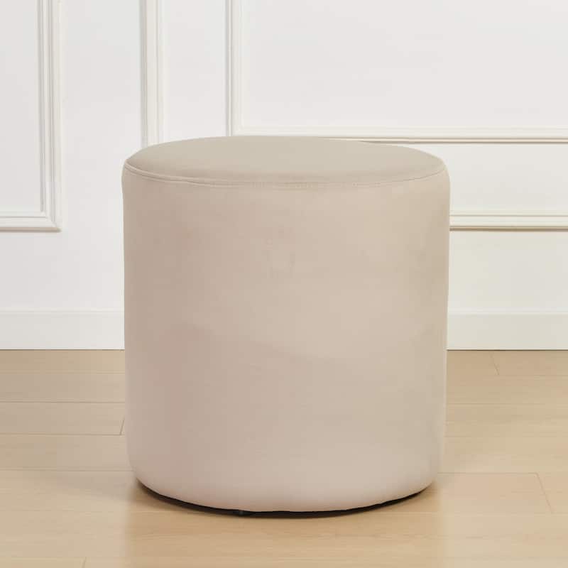 KINWELL Round Upholstered Pouf Ottoman Footrest