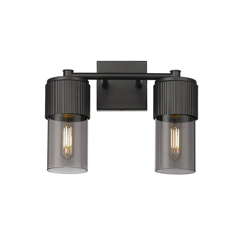 Innovations Lighting Bolivar - 2 Light 7" Wall-Mounted Sconce - Matte Black/Light Smoke