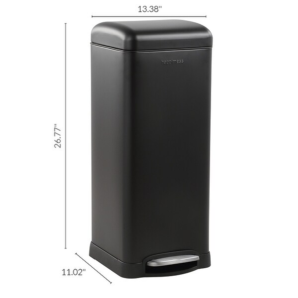 happimess Betty Retro 8-Gallon Step-Open Trash Can, Black