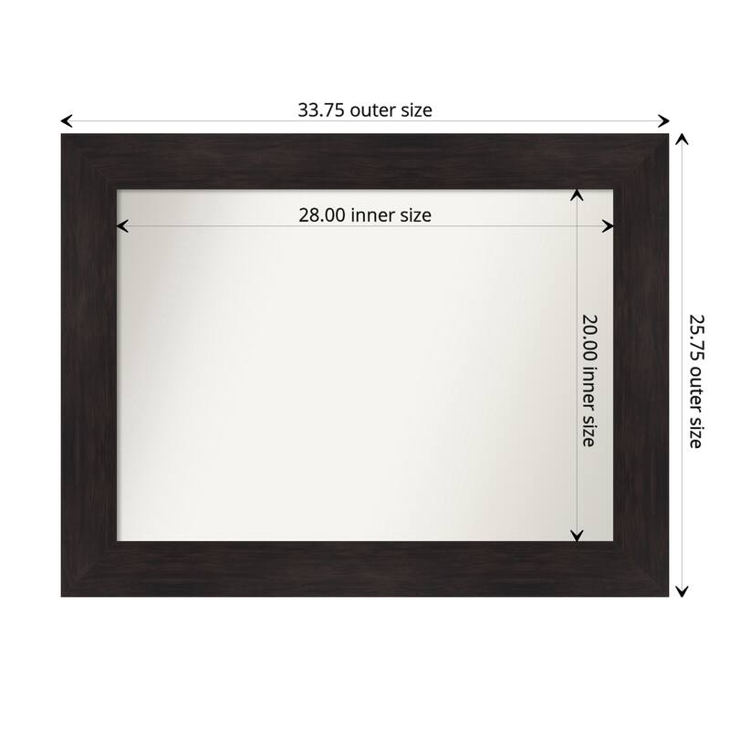 Furniture Espresso Framed Non-Beveled Custom Wall Mirror, Bathroom Vanity Mirror - Outer Size: 33.75 x 25.75