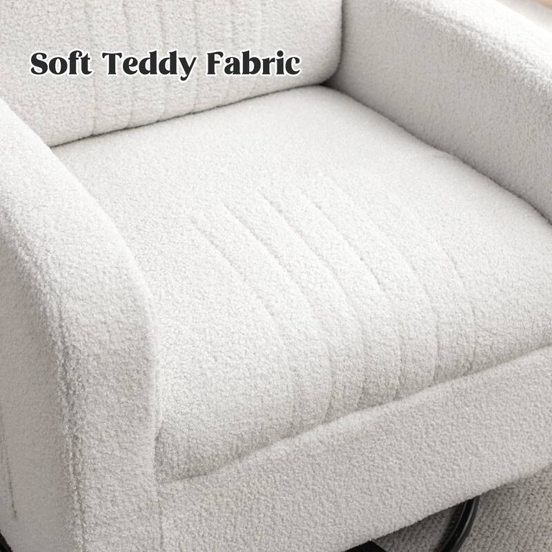 HOMYKA Swivel Glider Rocker Accent Chair for Nursery with Side Pocket